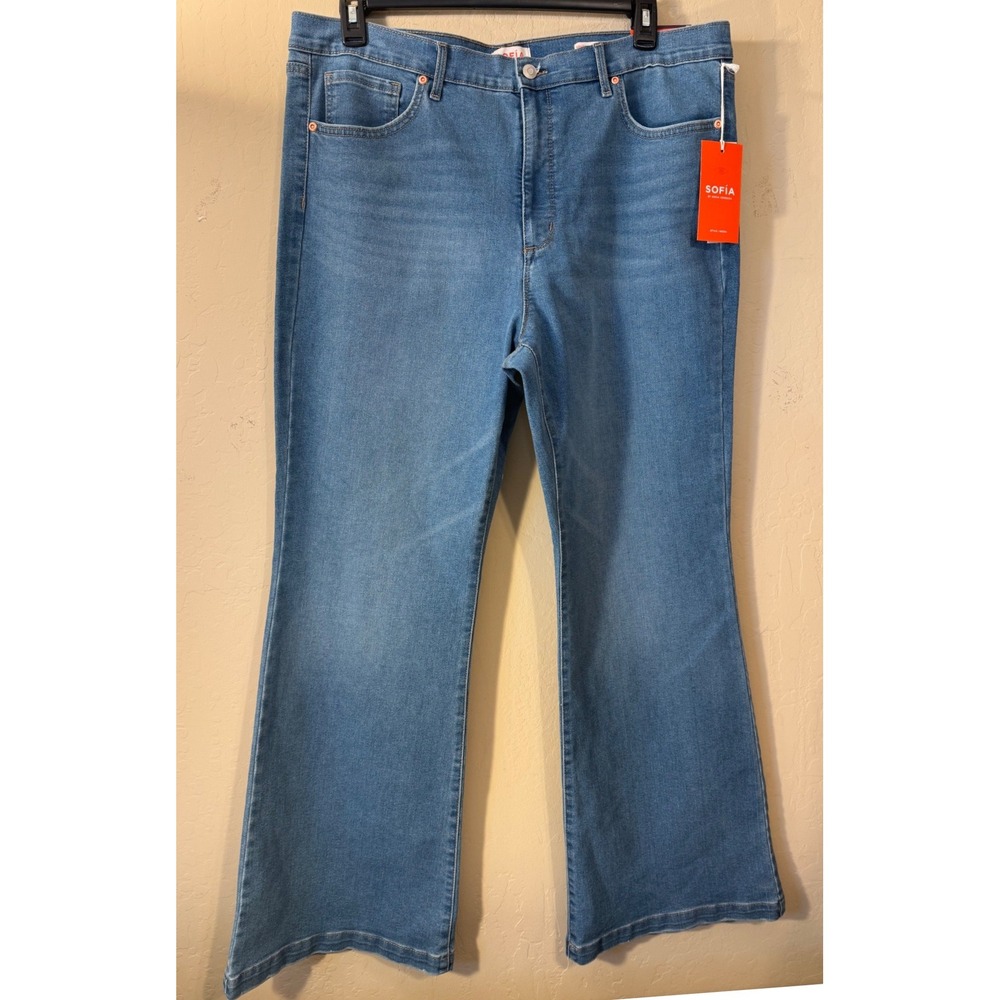 Sofia Jeans Melisa Flare Women 20 Blue High Rise Stretch Denim Medium Wash NEW